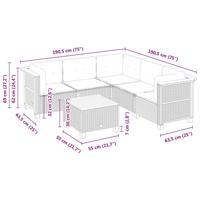 6-delige Loungeset met kussens poly rattan beige - thumbnail