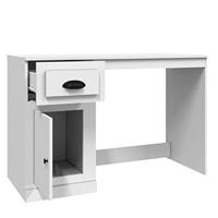 Bureau met lade 115x50x75 cm bewerkt hout wit - thumbnail