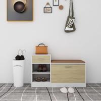 VidaXL Schoenenbank 94,5x31x57 cm bewerkt hout wit sonoma eikenkleurig - thumbnail