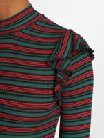 Urban Classics / Longsleeve Rib Striped Volant in groen - thumbnail
