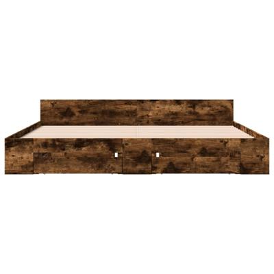 Bedframe met lades bewerkt hout gerookt eikenkleurig 200x200 cm