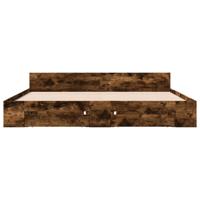 Bedframe met lades bewerkt hout gerookt eikenkleurig 200x200 cm - thumbnail