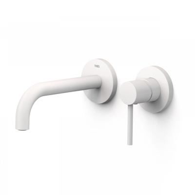 Wastafelmengkraan Inbouw Tres Study Exclusive 2-Gats Gebogen Uitloop 18 cm en Hendel Mat Wit Wastafelmengkraan Inbouw Tres Study Exclusive 2-Gats Gebogen Uitloop 18 cm en Hendel Mat Wit