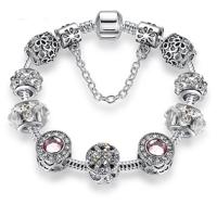 2 stuks Vrouwenmode eenvoudige Panjia opaal kristal legering armband lengte: 17cm (zilver) - thumbnail