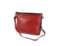 Damestas schoudertas ritstas Soft Rood - zwart - thumbnail