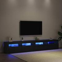 3-delige TV-kastenset met LED-verlichting in zwart eiken engineered hout - thumbnail