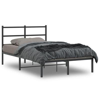 Bedframe met hoofdbord metaal zwart 120x190 cm Bedframe met hoofdbord metaal zwart 120x190 cm