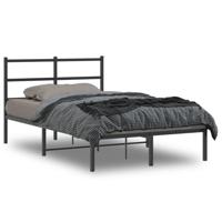 Bedframe met hoofdbord metaal zwart 120x190 cm - thumbnail
