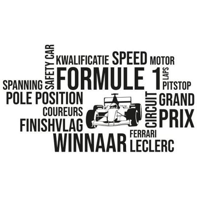 Formule 1 woord cloud, Leclerc - Muursticker Formule 1 woord cloud, Leclerc - Muursticker