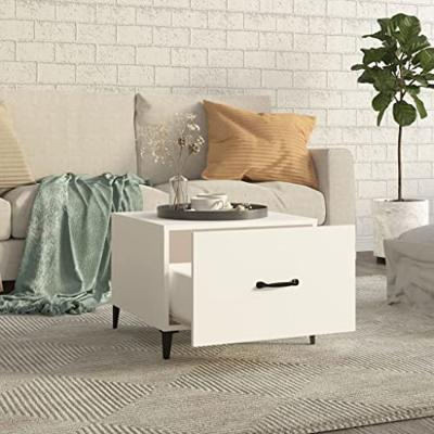Salontafel 2 st met metalen poten 50x50x40 cm wit - thumbnail