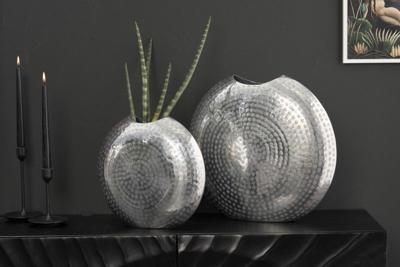 Elegante vazen set van 2 ORIENTAL 44cm zilver in hamerslagpatroon - 41542