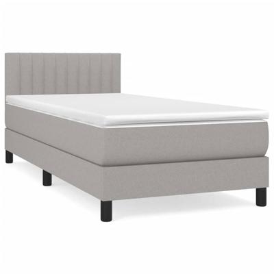 Boxspring met matras stof lichtgrijs 90x190 cm