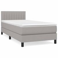 Boxspring met matras stof lichtgrijs 90x190 cm - thumbnail