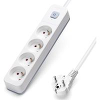 Stekkerdoos met Schakelaar - Verlengsnoer met Schakelaar - Aigi Anzim - 2300W - 4 Stopcontacten - 3 Meter - Wit | België - thumbnail