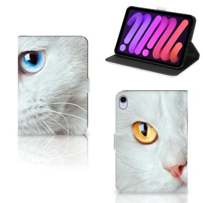 iPad Mini 6 (2021) Flip Case Witte Kat iPad Mini 6 (2021) Flip Case Witte Kat