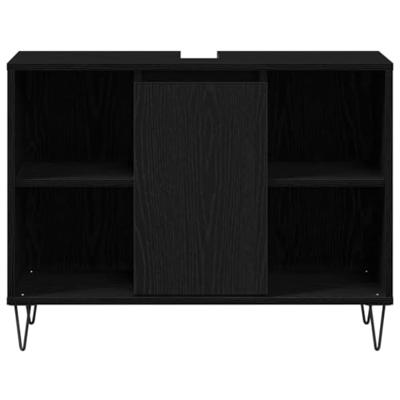 Badkamerkast Zwart eiken 80 x 33 x 60 cm Bewerkt hout
