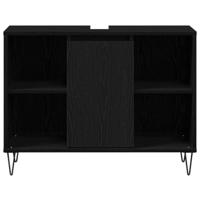 Badkamerkast Zwart eiken 80 x 33 x 60 cm Bewerkt hout - thumbnail