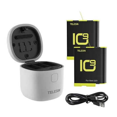 Telesin Allin Charger Box met 2 accu's voor GoPro Hero 9/10/11/12
