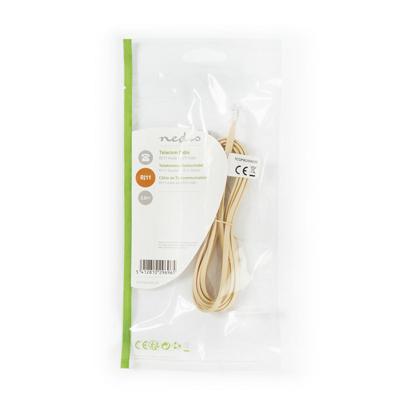 Telefoonkabel | RJ11 male - RJ11 male | 2,0 m | Ivoor