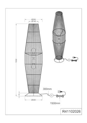 Trio Rotan draadlampMiki staand - R41102026