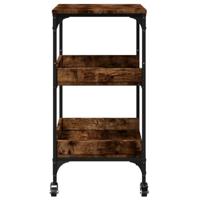 Keukentrolley 60x41x80,5 cm bewerkt hout gerookt eikenkleurig - thumbnail