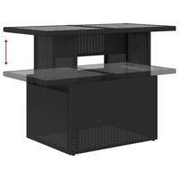 9-delige Loungeset met kussens poly rattan zwart - thumbnail