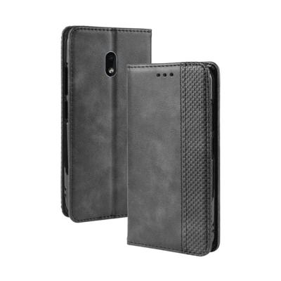 Magnetische Buckle retro Crazy Horse textuur horizontale Flip lederen case voor Nokia 2 2 met houder & kaartsleuven & fotolijstjes (zwart)