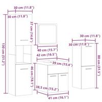 5-delige Badkamermeubelset bewerkt hout sonoma eikenkleurig - thumbnail