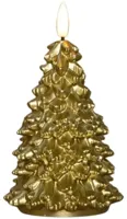 Anna&apos;s Collection LED kaars kerstboom wax 3D vlam goud Ø 8,5 x 15cm - thumbnail