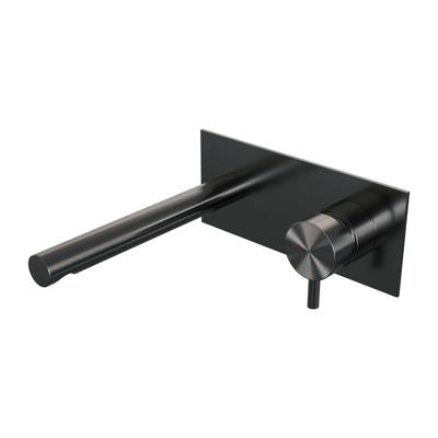 BRAUER Gunmetal Edition inbouw wastafelmengkraan met rechte uitloop en afdekplaat model B1 gunmetal geborsteld PVD BRAUER Gunmetal Edition inbouw wastafelmengkraan met rechte uitloop en afdekplaat model B1 gunmetal geborsteld PVD