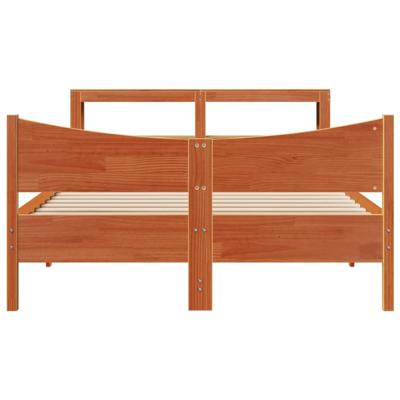 Bedframe met hoofdbord massief grenenhout wasbruin 140x190 cm