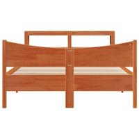 Bedframe met hoofdbord massief grenenhout wasbruin 140x190 cm - thumbnail