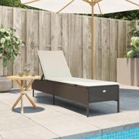 Ligbed met kussen poly rattan bruin - thumbnail