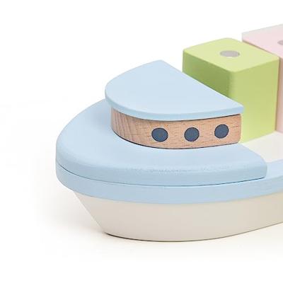 Classic World Houten Blokkenboot met Kraan
