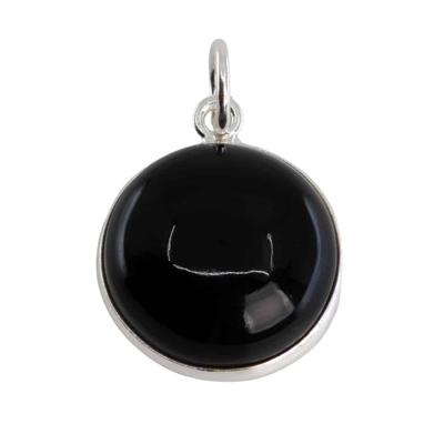 Edelsteen Hanger Rond Innerlijke Kracht - Zwarte Onyx - 925 Zilver (15