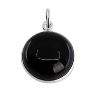 Edelsteen Hanger Rond Innerlijke Kracht - Zwarte Onyx - 925 Zilver (15 - thumbnail