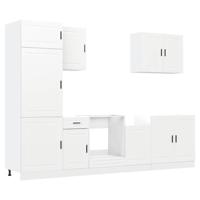 7-delige Keukenkastenset Porto bewerkt hout wit - thumbnail