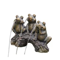 Fontein Kikkers op Boomstam 31cm - thumbnail