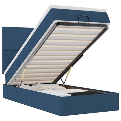 Ottoman bed met matras 90x190cm stof blauw - thumbnail
