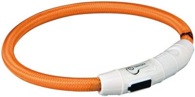 Trixie halsband hond flash lichthalsband usb tpu / nylon oranje - thumbnail