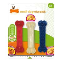 Nylabone, Matige kauwbot voor honden, flexibele kauwbotten, smaken kip en spek, extra klein, geschikt voor honden tot 7 kg, verpakking van 3 stuks - thumbnail