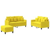 3-delige Loungeset met kussens stof lichtgeel - thumbnail