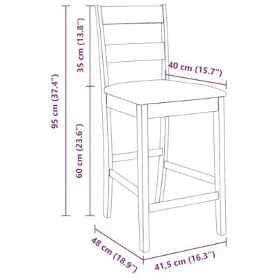 Barkrukken met kussens 2 st massief hout rubber bruin