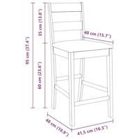 Barkrukken met kussens 2 st massief hout rubber bruin - thumbnail