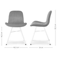 Nolon Noa-Fé Eetkamerstoelen Set van 2 - Velvet Grijs - Witte Poten - thumbnail