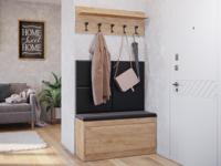 Vestiaire BALI 1 klapdeur gouden eik met 4 kussens - thumbnail