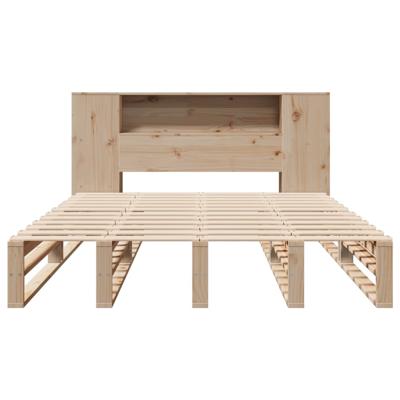 Bed met boekenkast zonder matras massief hout 140x200 cm - thumbnail
