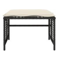 4-delige Loungeset met kussens poly rattan en glas zwart - thumbnail