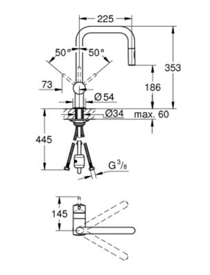 GROHE Minta Keukenkraan - hoog - draaibare/uittrekbare u uitloop - 2 straalsoorten - warm sunset geborsteld 32322DL2