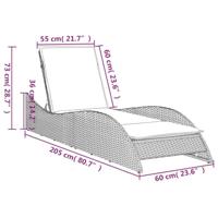 Ligbed met kussen 60x205x73 cm poly rattan bruin - thumbnail